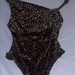 NEW brown checked Lace Bodysuit out from under by urban outfitters XS new year